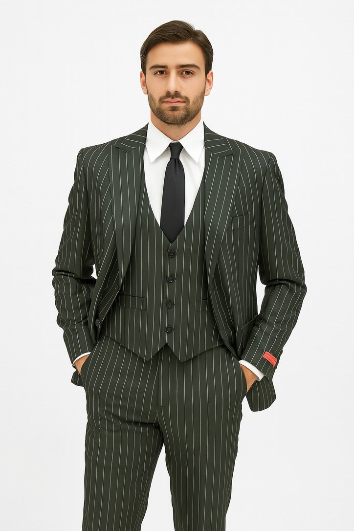 CELINI: Pinstripe 3pc. Suit 160365